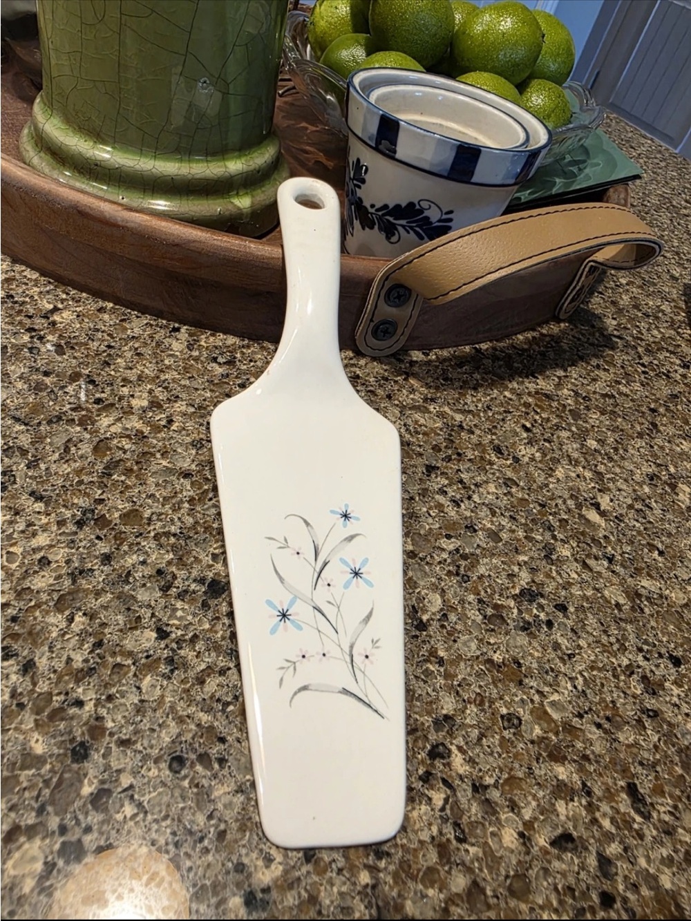 Vintage Pie Server with Delicate Blue Floral Design
